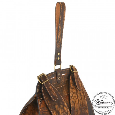 Мужской кожаный рюкзак "Байкер" (рыжее старение)